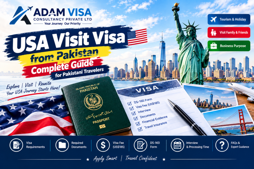 USA Visit Visa from Pakistan complete guide for Pakistani travelers by Adam Visa Consultancy